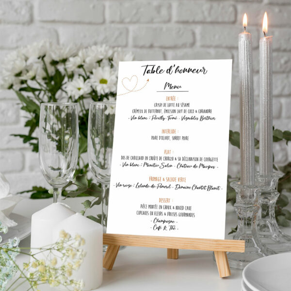 Menu de table mariage